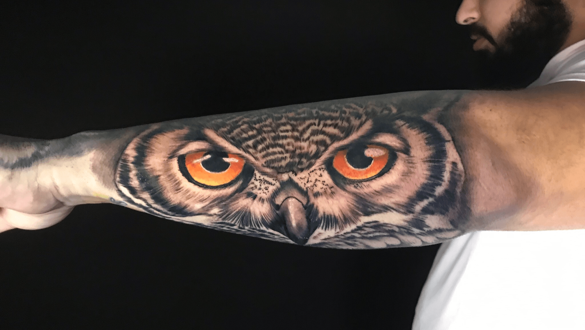 Dark Cloud Tattoo Studios  Tam completed this set of owl eyes the other  day You know if you want something animalistic who to come too   Facebook