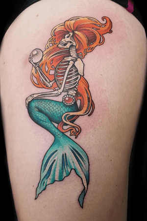 #mermaid #mermaidtattoo #skeleton #skeletontattoo #neotraditional #artnouveau