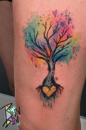 Rainbow watercolor tree, not my photo