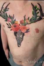 Deer Skull and Flowers