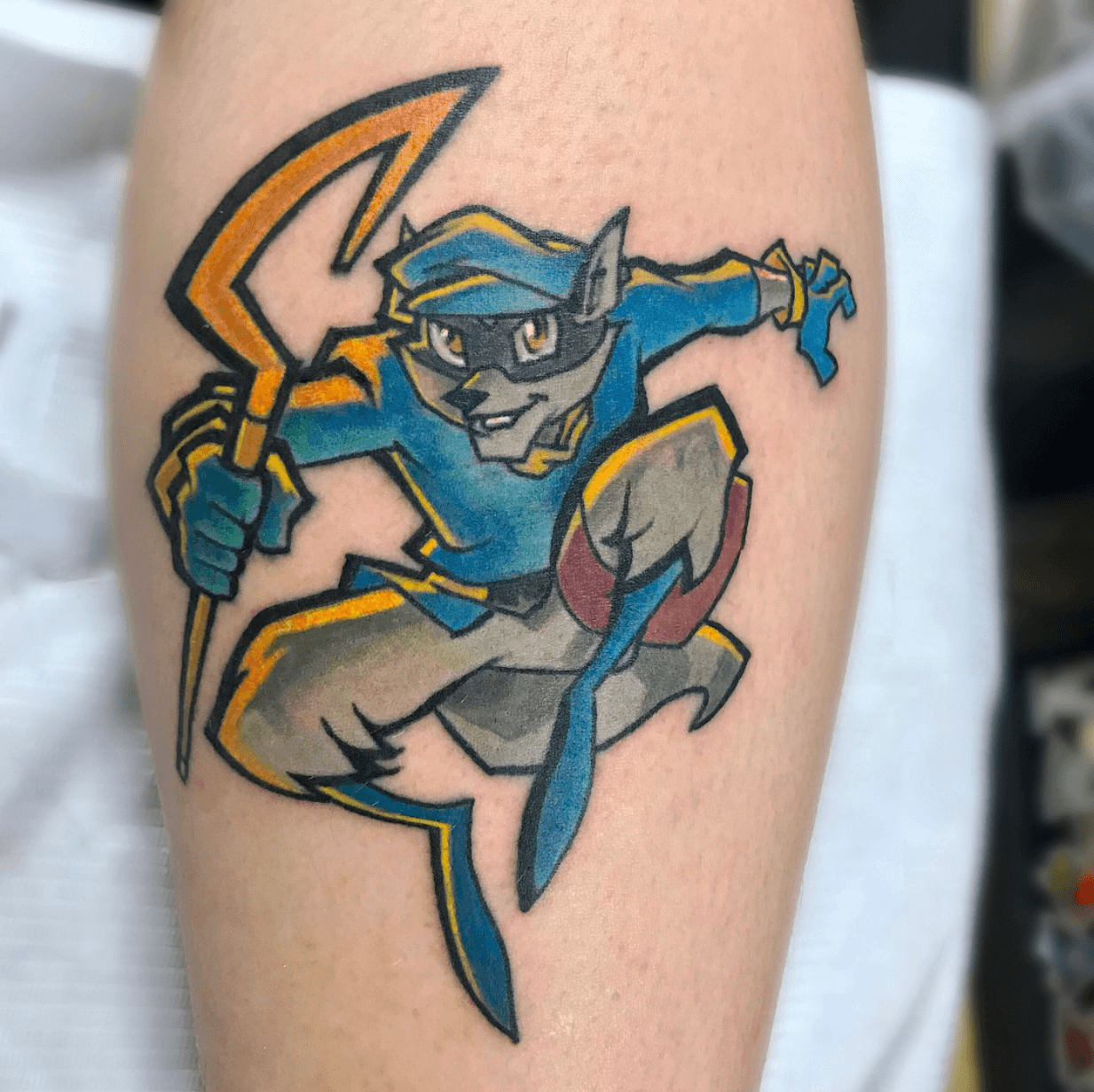 I had the Sly Cooper Cane done yesterday By Jesper Hochloff at Iron  Ink  Vejle Denmark  Gaming tattoo Gamer tattoos Tattoos