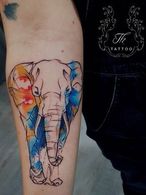 Watercolor elephant tattoo#thtattoo #watercolor #watercolortattoo #siegentattoo #colognetattoo #kwadron  #kreuztaltattoo #olpetattoo #elephanttattoo #tattoo #colortattoo