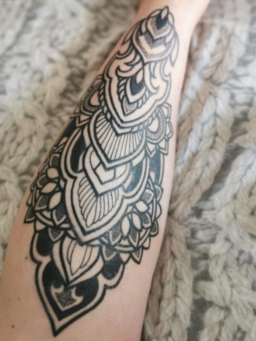 Blackworkmandala sleeve by Johan  Blue Collar Tattoo Sweden  rtattoo