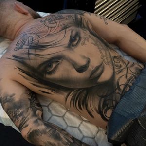 Smokey eyed woman by Pawel at High Fever Tattoo Oslo 