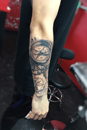 Compass tattoo that I did, love doing this kind of stuff. Shoot me a message if your keen on getting some work done. 