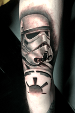 Storm trooper, on the inner bicep #blackandgrey #tattoosleeve #realistic #portrattattoo #starwars