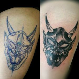 Otro de hoy.. #tattoo #inked #ink #oni #orientaltattoo #oriental #demONIo #demoniooriental #onitattoo #freehand #luchotattoo #luchotattooer #pergamino
