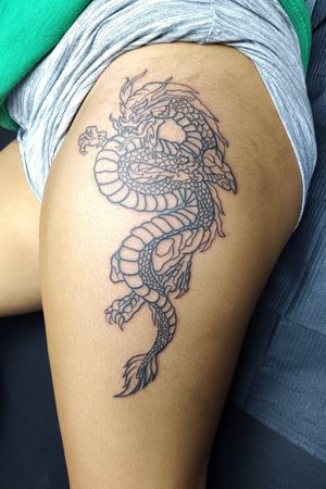 #dragon #oriental #thigh #linework 