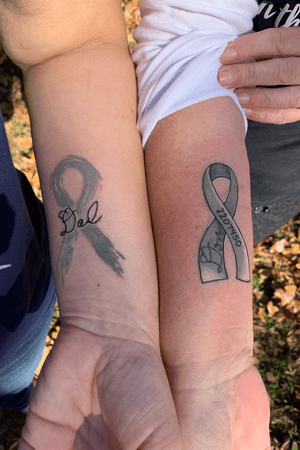 My mom and my tattoo for my dad who has brain cancer. 