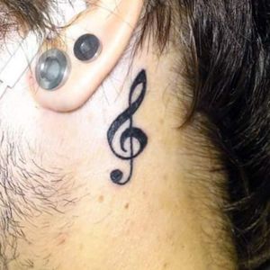 Treble clef.My 4th tattoo by Rich Wooles at Fox Tattooing, Hereford (now closed). 18th August 2010.