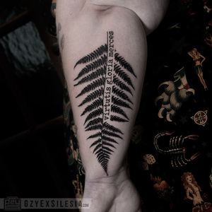Black tattoo fern leaf Edinburgh Custom Tattoos by Geezy www.gzyexsilesia.com