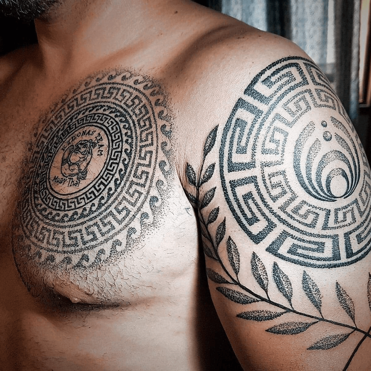 Image Details ISS_9788_02808 - polynesian tattoo indigenous primitive art .  vector black monochrome ink hand drawn native polynesian folk art symbols  Tiki, tapa flower, Enata, fish hook, Puahitu, compass, moray eel, Kena
