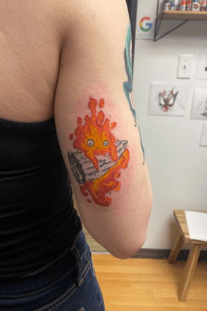 Calcifer watercolor tattoo. From Howls Moving Castle 