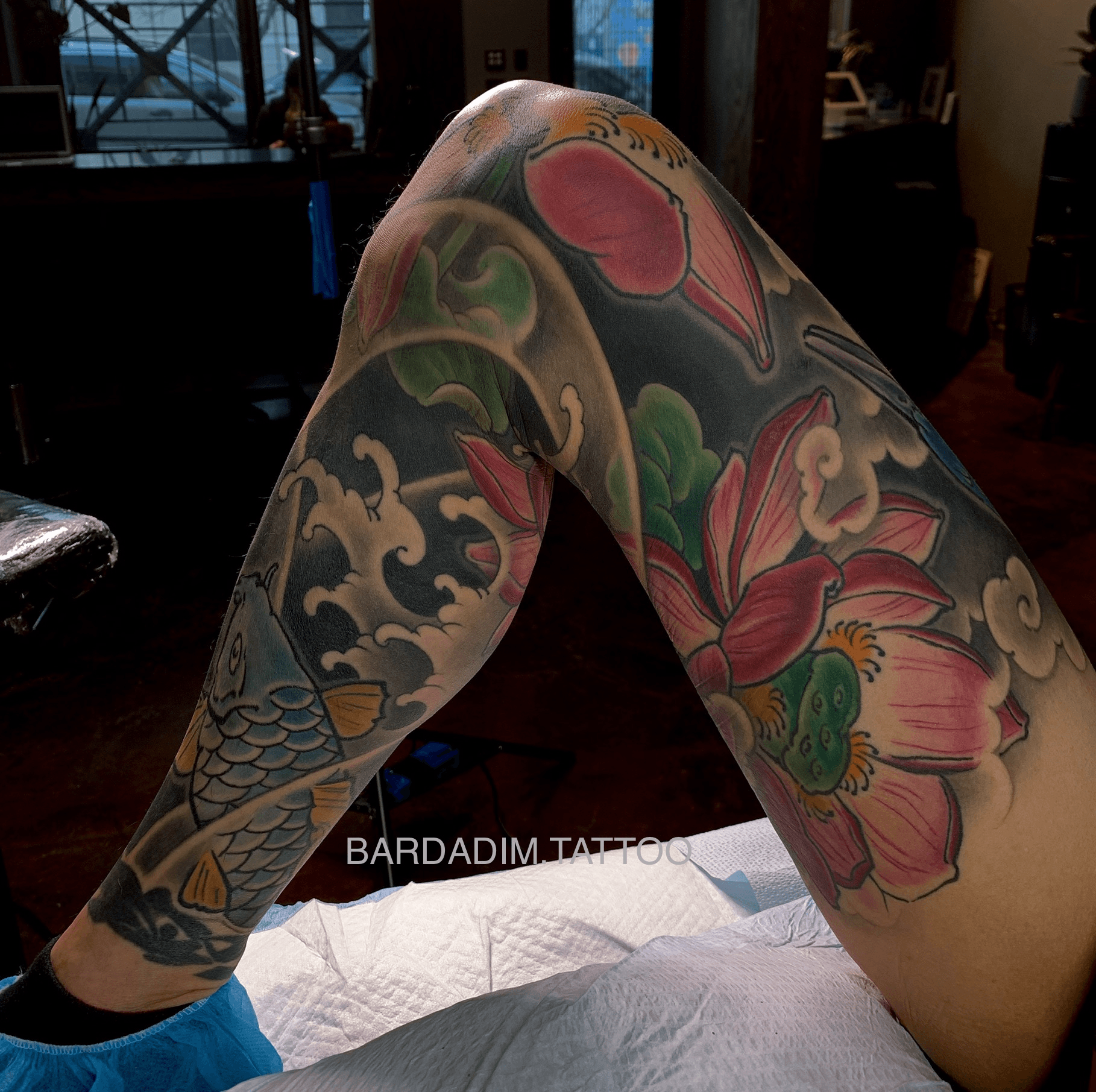 Tattoo uploaded by Bardadim Tattoo • Japanese tattoo. Full sleeve. Black  and grey Koi and Sakura tattoo • Tattoodo