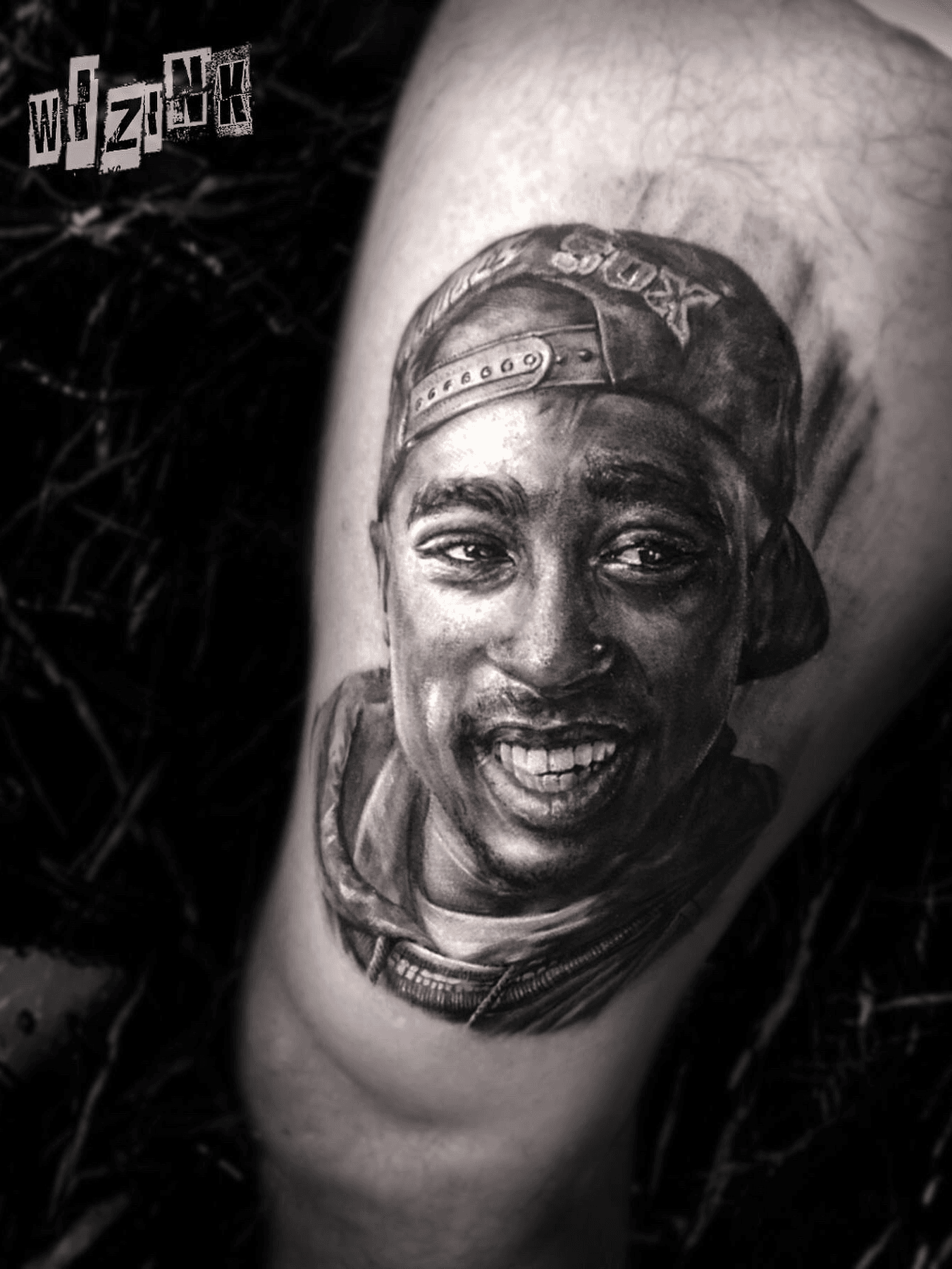 Tupac portrait by jevanstattoo  tattoo portrait rapgod hiphop  tupacshakur tattoos realism colourtattoo sydneytattoo  Instagram