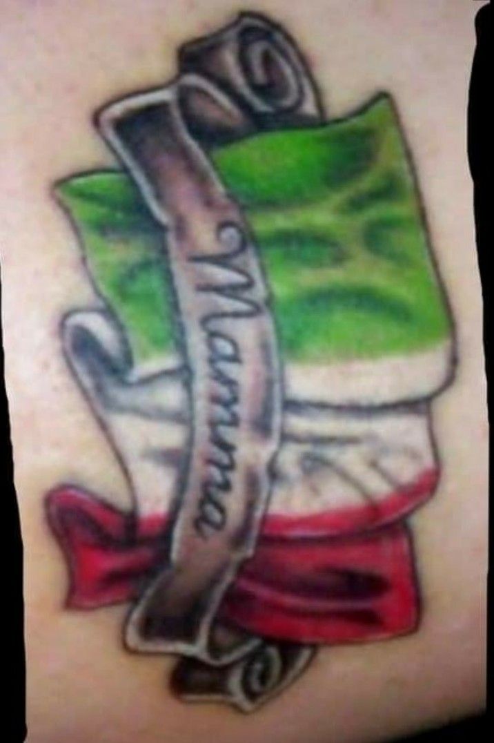Tattoo uploaded by Jennifer Kelley • Instead of Italian flag I want Irish flag and instead of momma I want Kelley • Tattoodo