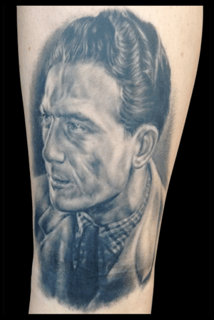 Portrait of grandfather with small cover up.