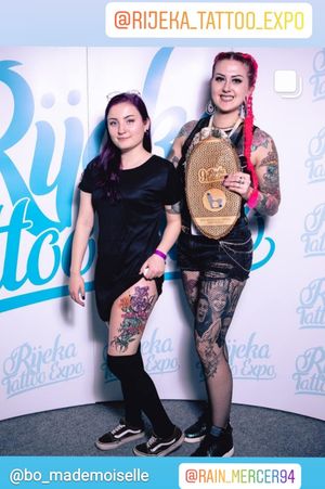 Another @rijeka_tattoo_expo is behind us. I would like to say thank you to all involved in the organisation that outdid themselves each year. Congratulations to all artists that made some unbelievable tattoos. Thanks to all the friends, colleges and family that supported me and believed in me since day one. So this year I'm coming home with 2nd place in category Best of Watercolor! 🤘 Big tnx to my dear @rain_mercer94 💖 Cyaaaa next year! 😊 📸 by: @sl_photostudio #tattoo #tattoolife #tattoolifestyle #rijekatattooexpo #rijekatattooexpo2019 #tattooconventionrijeka #tattooconvention #competition #tattoocompetition #2ndplace #bestofwatercolor #categorybestofwatercolor #watercoloring #watercolortattoo #watercolortattooartist #fullcolor #inkjecta #kwadron #kwadronneedles #dynamiccolor #intenzeink #tattooartist #bo_mademoiselle #bo_mademoiselle_tattooing