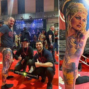 From the Brussels tattoo convention 2019.3 unbelievable days and 34 hours off tattooing. We won the third place off best Show.Thanks to (insta Account) @Nakata ink for this great peace of art. You are unbelievable ❤️👍🎨