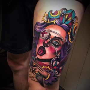 Eye patch lady by Stacy at High Fever Tattoo Oslo 