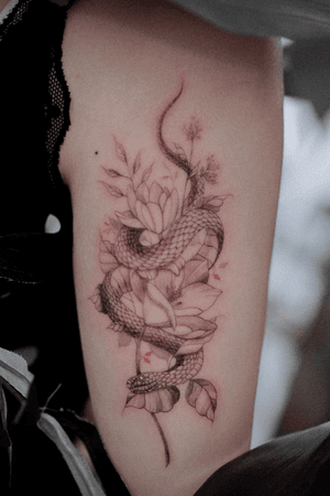 flowers and a snake