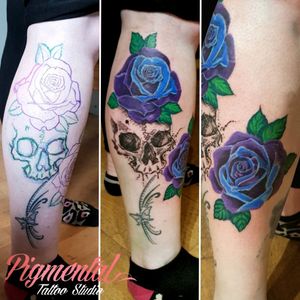 Custom Design Skull & RosesLeg Sleeve in Progress#Skull #SkullTattoo #Rose #RoseTattoo #Roses #Sketch #SketchTattoo #SketchStyle #Custom #CustomDesign #CustomTattoo #SleeveInProgress 