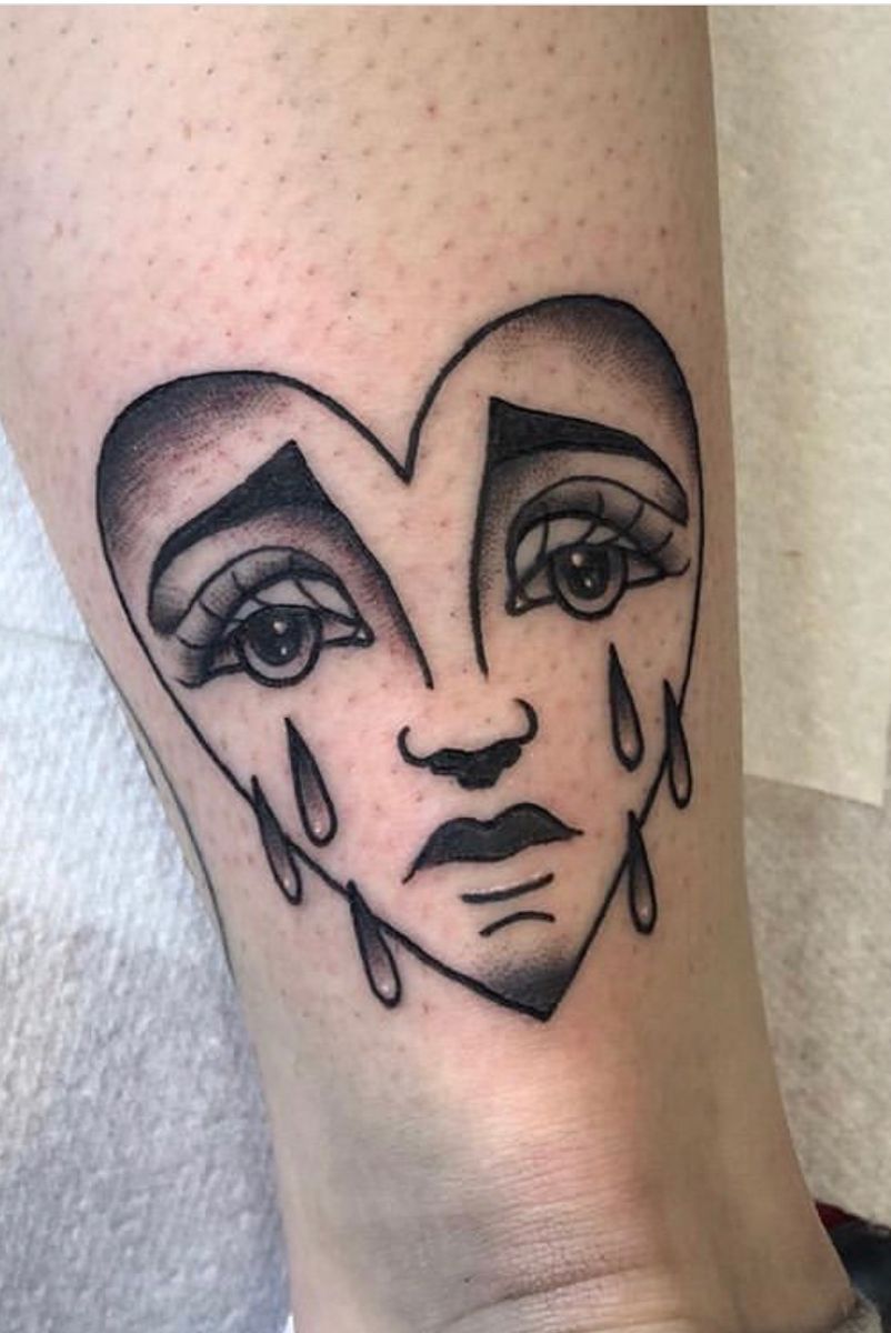 Tattoo Uploaded By Sophie Sparrow Traditional Crying Heart Tattoodo
