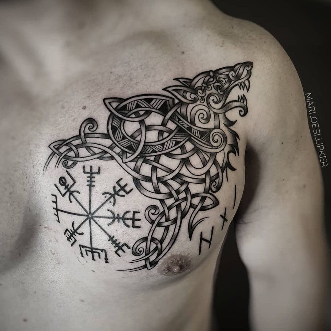 celtic wolf tattoo sleeve
