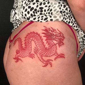 Red Line Free Hand Dragon