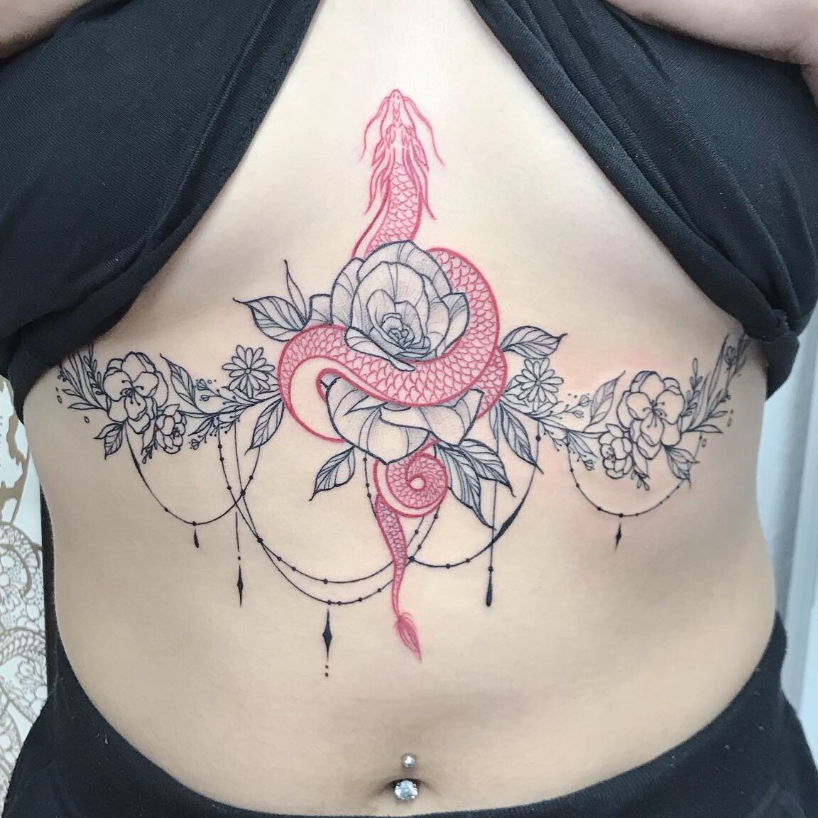 Dragon underboob tattoo