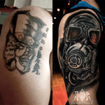 hard Cover Up! #covertattoo #cover #gasmask #tattoo #تتو