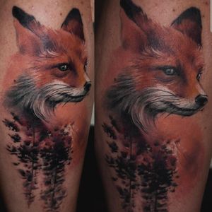 Realistic fox by Pawel, resident artist at High Fever Tattoo Oslo 