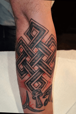 Celtic knot and touch on old tattoos for a client. Message me on here for quotes or stop in at Nocturnal Tattoo 6474 w 20th Ave Lakewood Colorado 