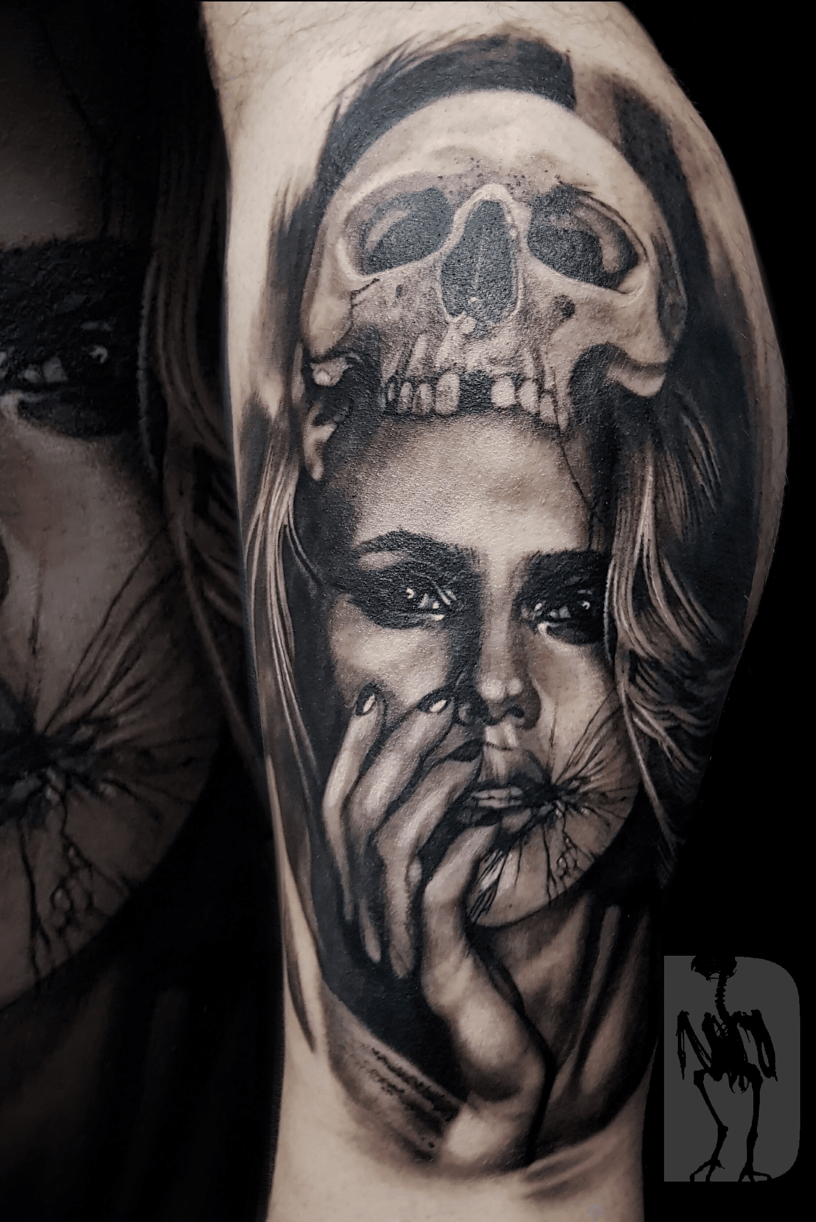 Sketch Half Female Skull Half Male Face Tattoo Idea  BlackInk