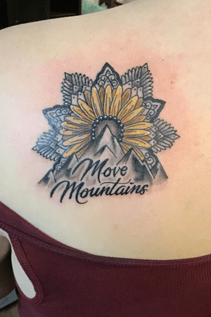 Custom Move Mountains piece for a client. Message me on here for quotes or stop in at Nocturnal Tattoo 6474 w 20th Ave Lakewood Colorado 