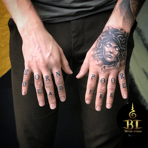 Done Medusa and text tattoo (www.bt-tattoo.com) #bttattoo #bttattoothailand #thaitattoo #bangkoktattoo #bangkoktattooshop #bangkoktattoostudio #tattoobangkok #thailandtattoo #thailandtattooshop #thailandtattoostudio #thailand #bangkok #tattoo 