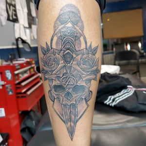 Dagger, roses, skull w/ Linkin Park logo