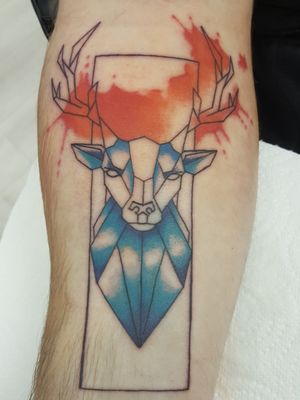 Geometric watercolor stag