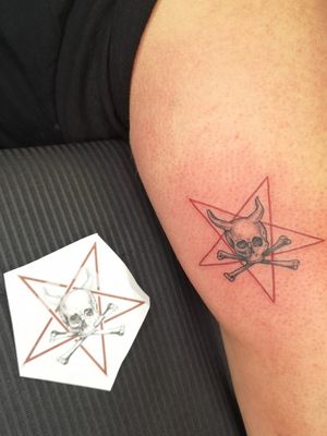 Skull Satan pentagram pirate tattoo 