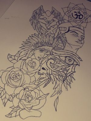 This is what I came up with for my personal sleeve this is just a sketch still need to complete the feathers andsome other bits