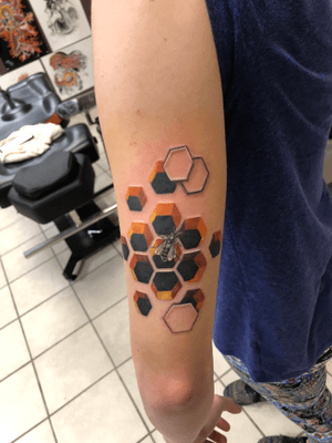 Bee and geometry tattoo