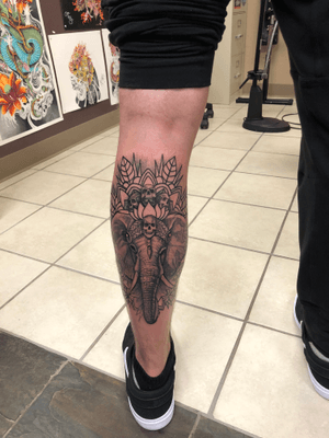 Elephant dot work tattoo