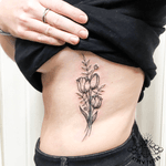 Tulips Blackwork Tattoo by Kirstie Trew @ KTREW Tattoo #tulips #tuliptattoo #blackwork #floraltattoo #floral #tattoos #tattoo