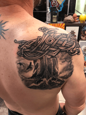 Black n grey Viking tattoo 