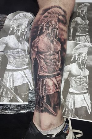 #gladiator #gladiatortattoo #realism #blackandgrey #greekwarrior #spartantattoo #rotterdam