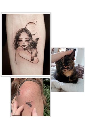 [Project of tatoo] I would to make me do the first tattoo on my arm. But with some changes : I would like this tattoo to represent my childhood, so I wish represent my cat instead. To finish, I would add one are two bees on the top and below of tatoo.#project 