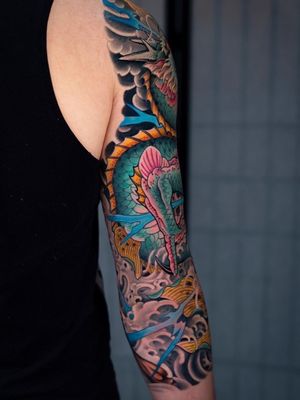 Dragon fish sleeve.
