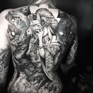 Backpiece by Jesper Hatcher at High Fever Tattoo Oslo 