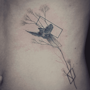 Fine line owl tattoo - Tattoo Chiang Mai 