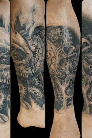 Leg action, skull and  engines  black and grey